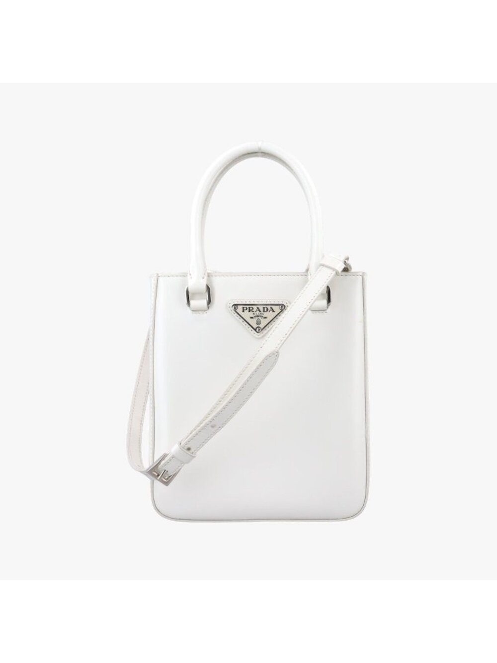 Prada Mirror Tote Bag White Leather 31